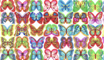 Бабочки цветные с односторонним рисунком вафельные d=4.5см